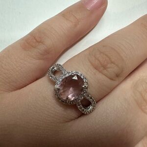 Elegant Pink Gemstone Silver Ring